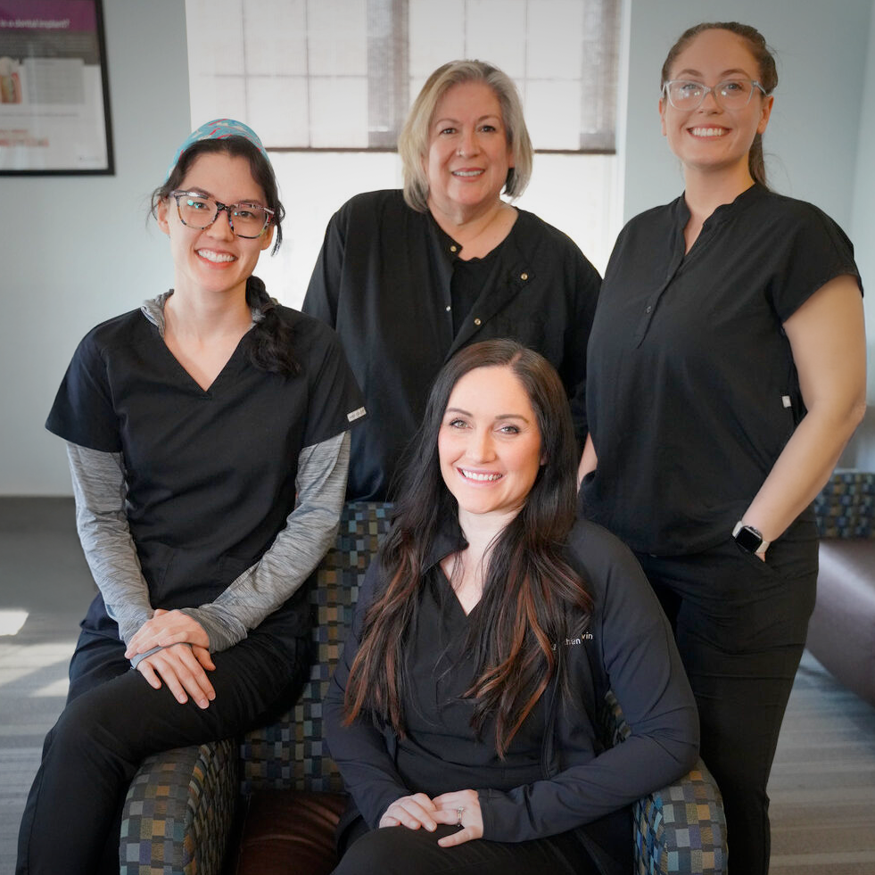 The Buffalo Dentist Team From Left To Right: Kiki, Dr. Gretchen Galvin, Mel, Jane